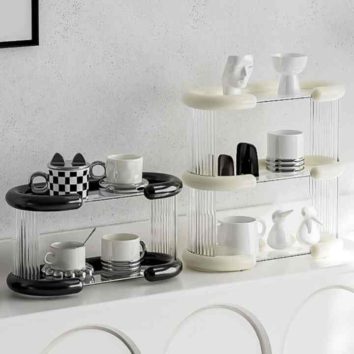 楕円 トレイ シェルフ［2色・2サイズ］