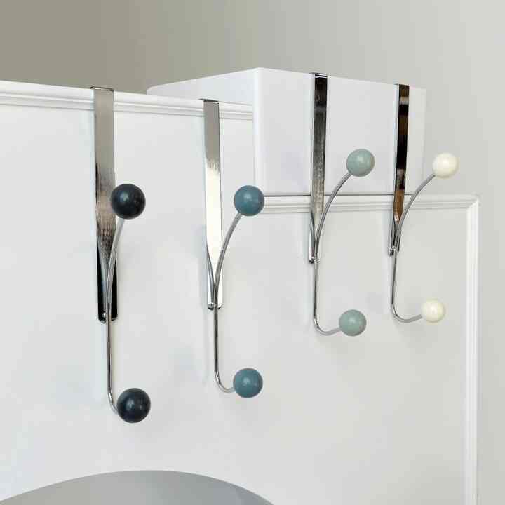 1連(ウッドボール2P) ドア掛けフック［8色］