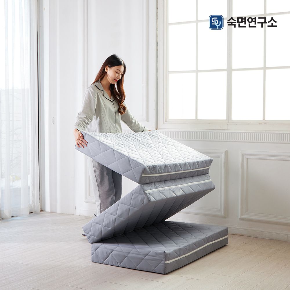 [오늘출발] 숙면연구소 3단 접이식 매트리스 6cm 10cm 15cm 원룸 침대 바닥 단단한 토퍼 수면매트