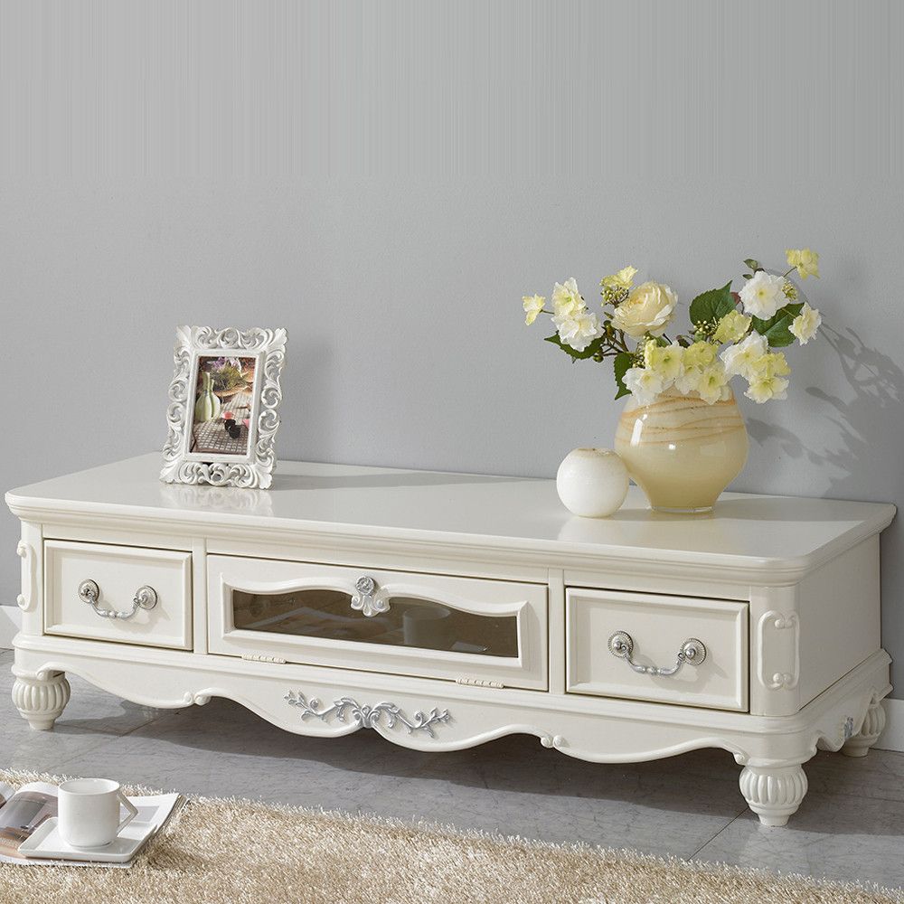 bllc퍼니처 클로라 엔틱 화이트 1200 원목 거실장