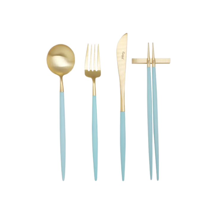 GOA 24k カトラリー ディナー 4点セット ターコイズ ゴールド