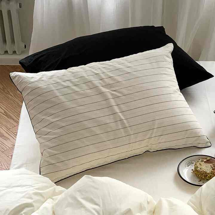IAN ストライプ 綿100% リバーシブル 枕カバー［4色］