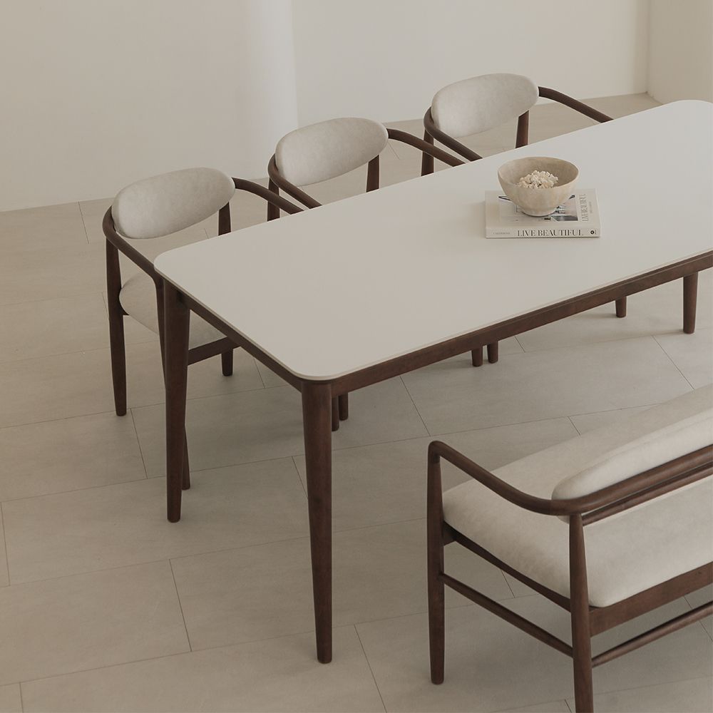 40피트 오엔 러버 원목 포세린 세라믹 식탁세트 6인용 1800 의자3 벤치 