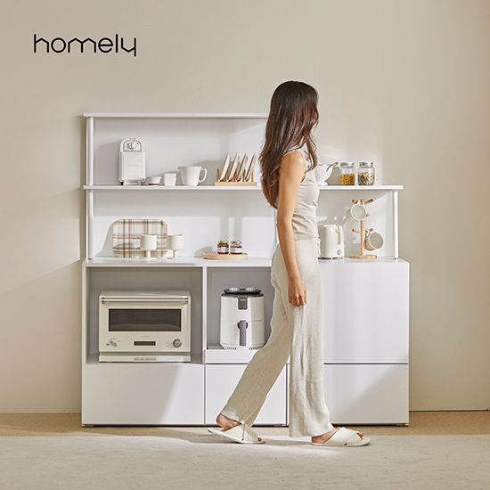 홈리 심플리 E0 큐커 광파오븐 렌지대 밥솥 오픈형 600 (선반/수납) 