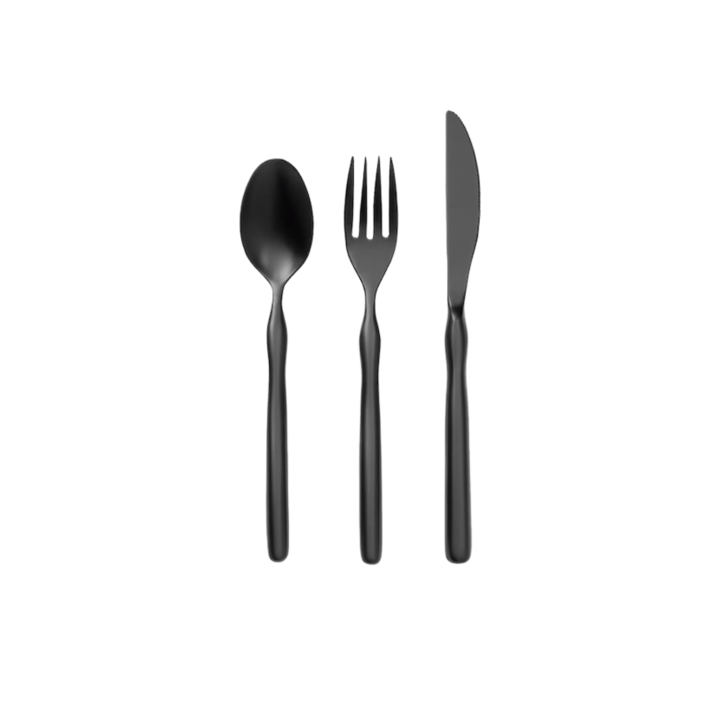 レギュラー カトラリー スプーン＆フォーク＆ナイフ ブラック 3点セット