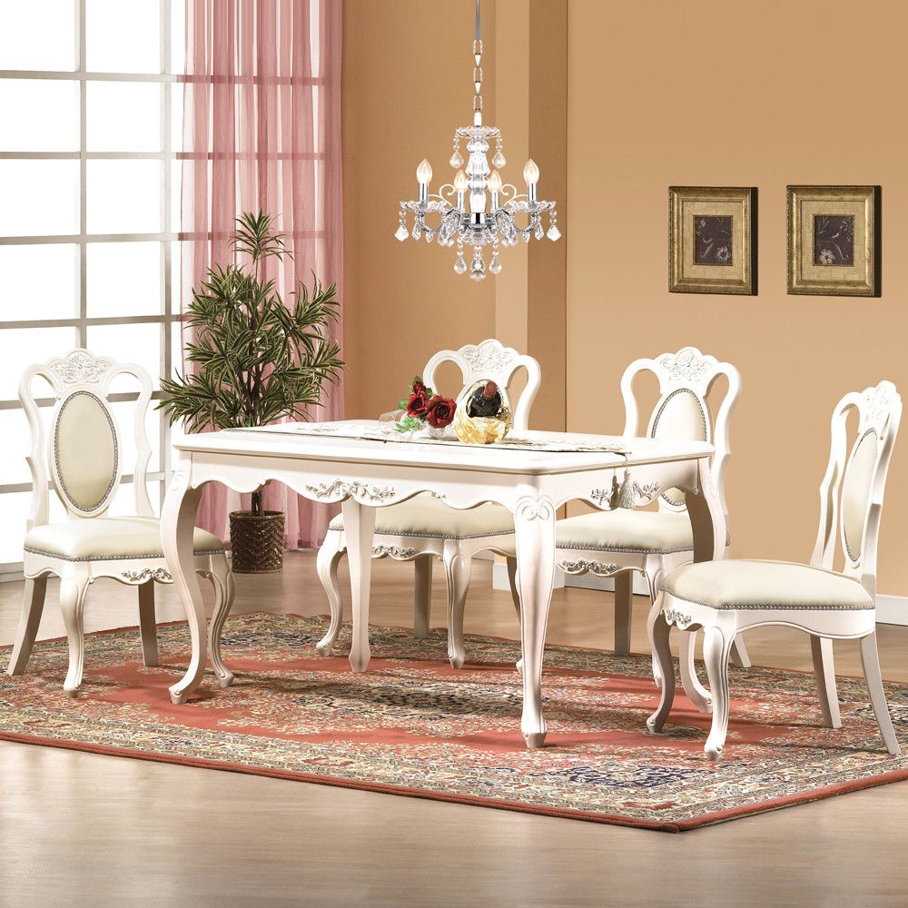 bllc퍼니처 클로라 엔틱 클래식 4인 원목 식탁세트