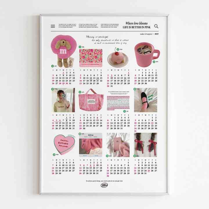 2025年 インテリア カレンダー Bloom Pink