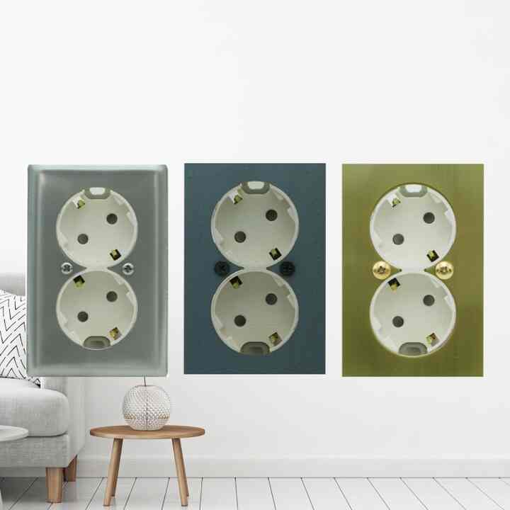 スチール製コンセント 2口［3色］