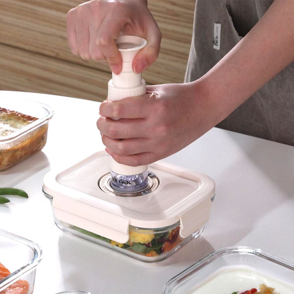 리앤쿡 프레시 오픈 데이팅 진공밀폐용기 525ml 2개+630ml 2개+진공흡입기