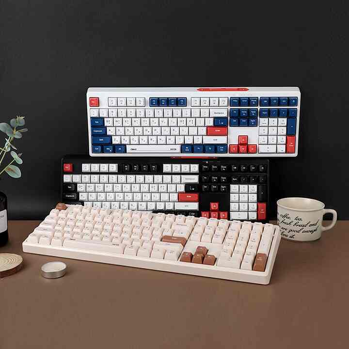 韓国語 ゲーミングキーボード メンブレン 有線 108キー LEDバックライト付き スタイリッシュデザイン 