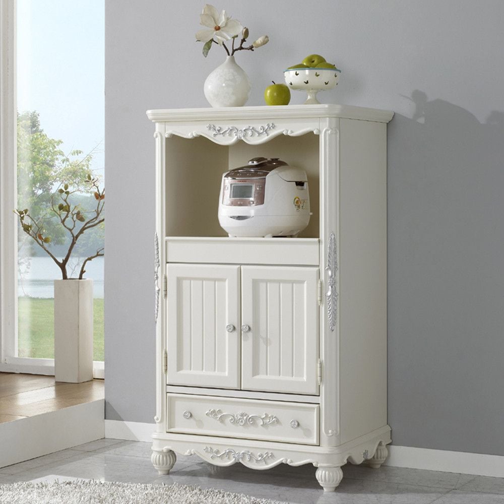 bllc퍼니처 클로라 엔틱 화이트 원목 주방 양문 렌지대