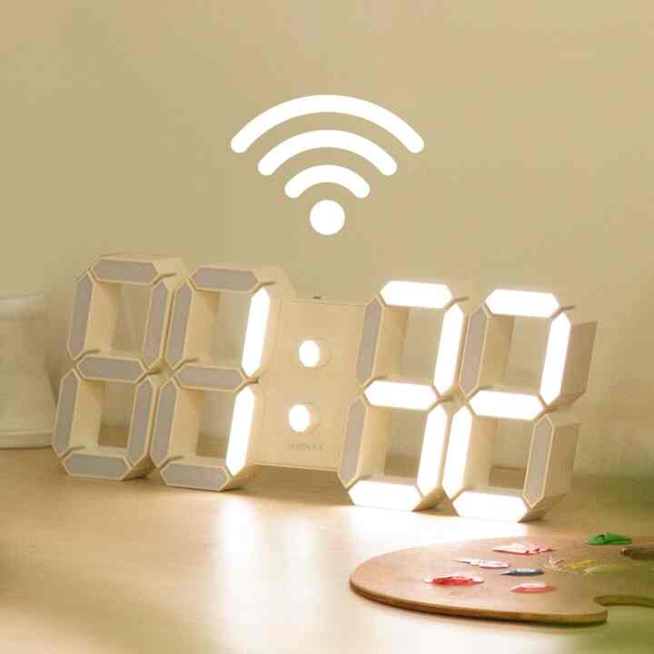 WIFI 電波受信 ITALIC LED デジタル時計［2色］