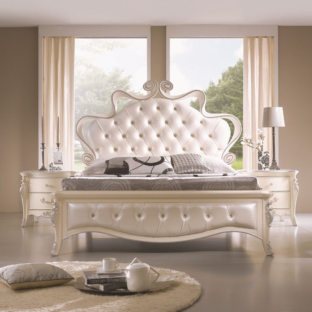 bllc퍼니처 호마른 엔틱 아이보리실버 원목 킹 침대