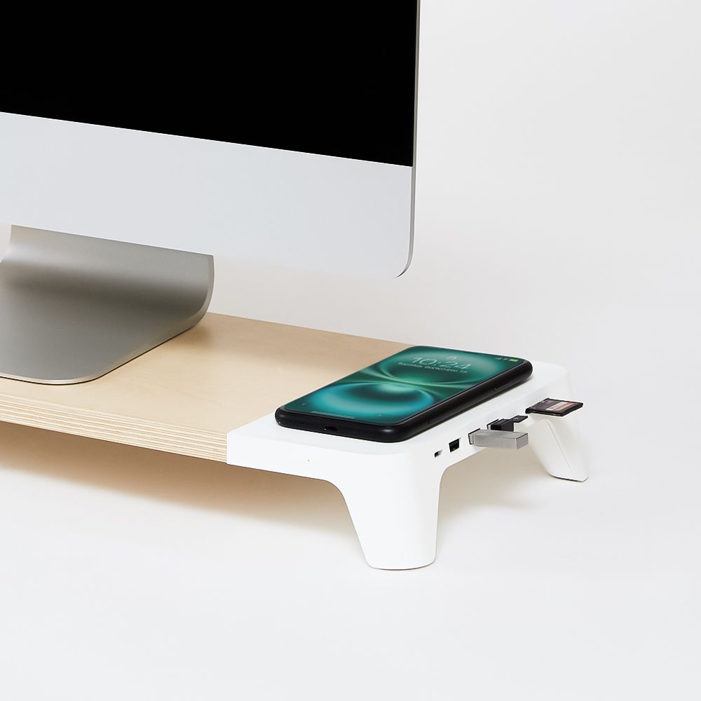 [오늘출발][신상품]파우트 초고속 무선충전 USB허브 모니터 받침대 EYES8