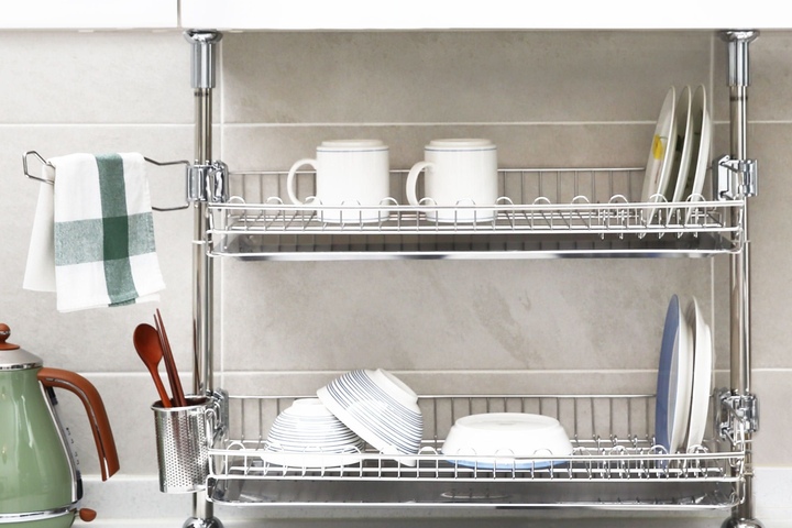 아이넥스 원터치 기둥식 2단 싱크선반 600A 설거지건조대