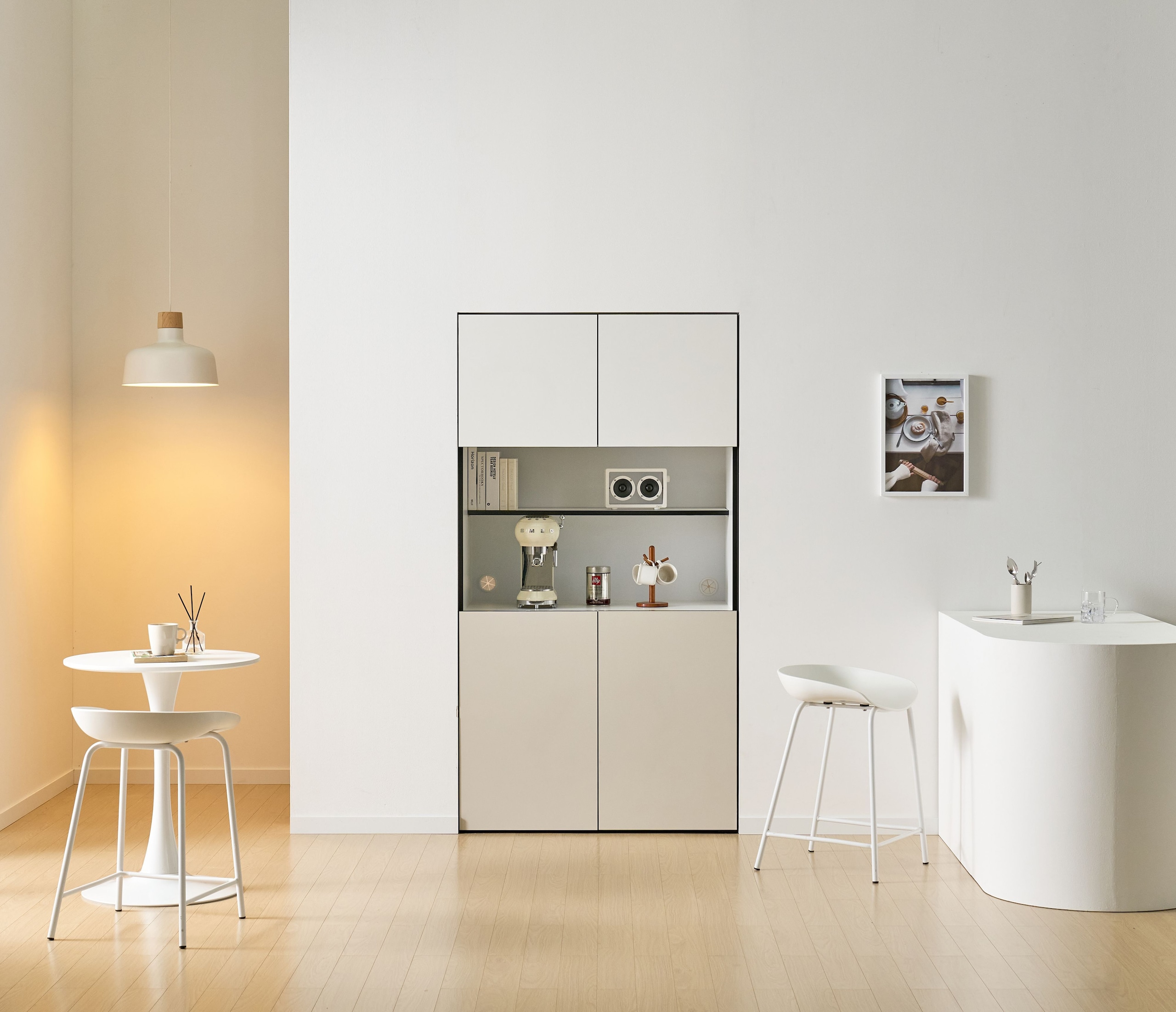 [신상품] 데코로쏘 800 비스포크 오브제 빌트인 냉장고 틈새장 수납 홈카페장(양문내부슬라이드)