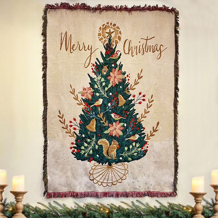 마이워니 고급 크리스마스 패브릭 포스터 겨울 대형 패브릭트리 골드 금사 천트리 벽트리 소품 장식