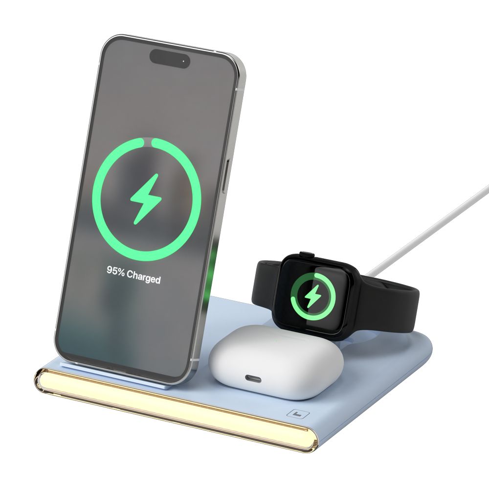 이어맥 4in1 멀티 워치 LED 무드등 핸드폰 거치대 패드 15W 고속 무선 충전기 EWC-02