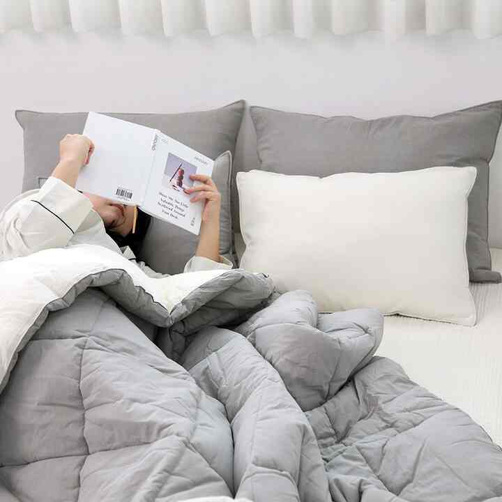 綿100％ オーガニック 両面ツートンカラー 冬用掛け布団［3色・2サイズ］