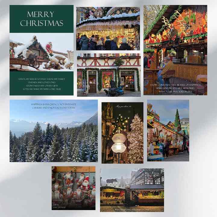 クリスマス ポストカード 9個セット Green ver