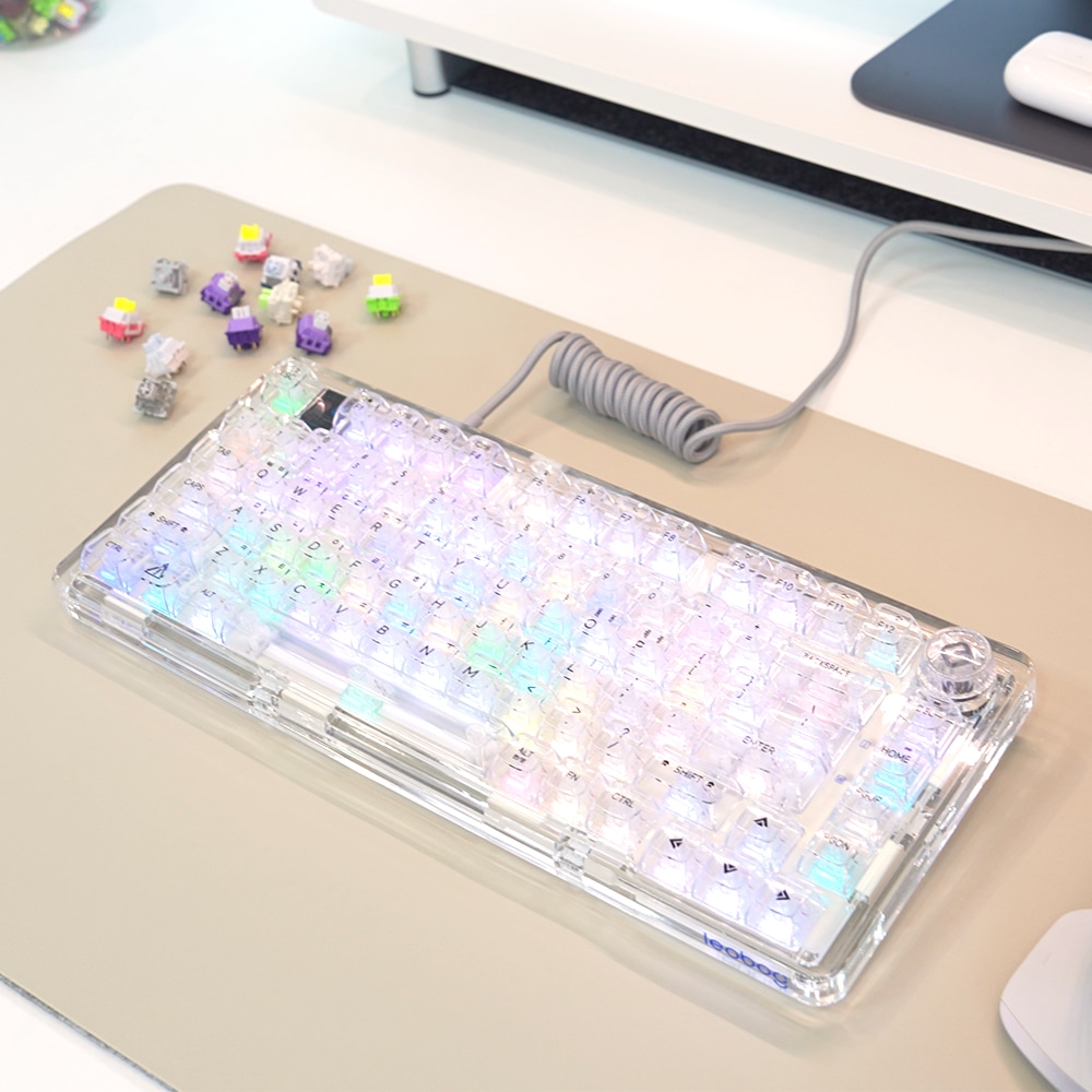 레오보그 국내정식발매 LEOBOG K81PRO 크리스탈축 얼음키보드 아크릴 하우징 투명