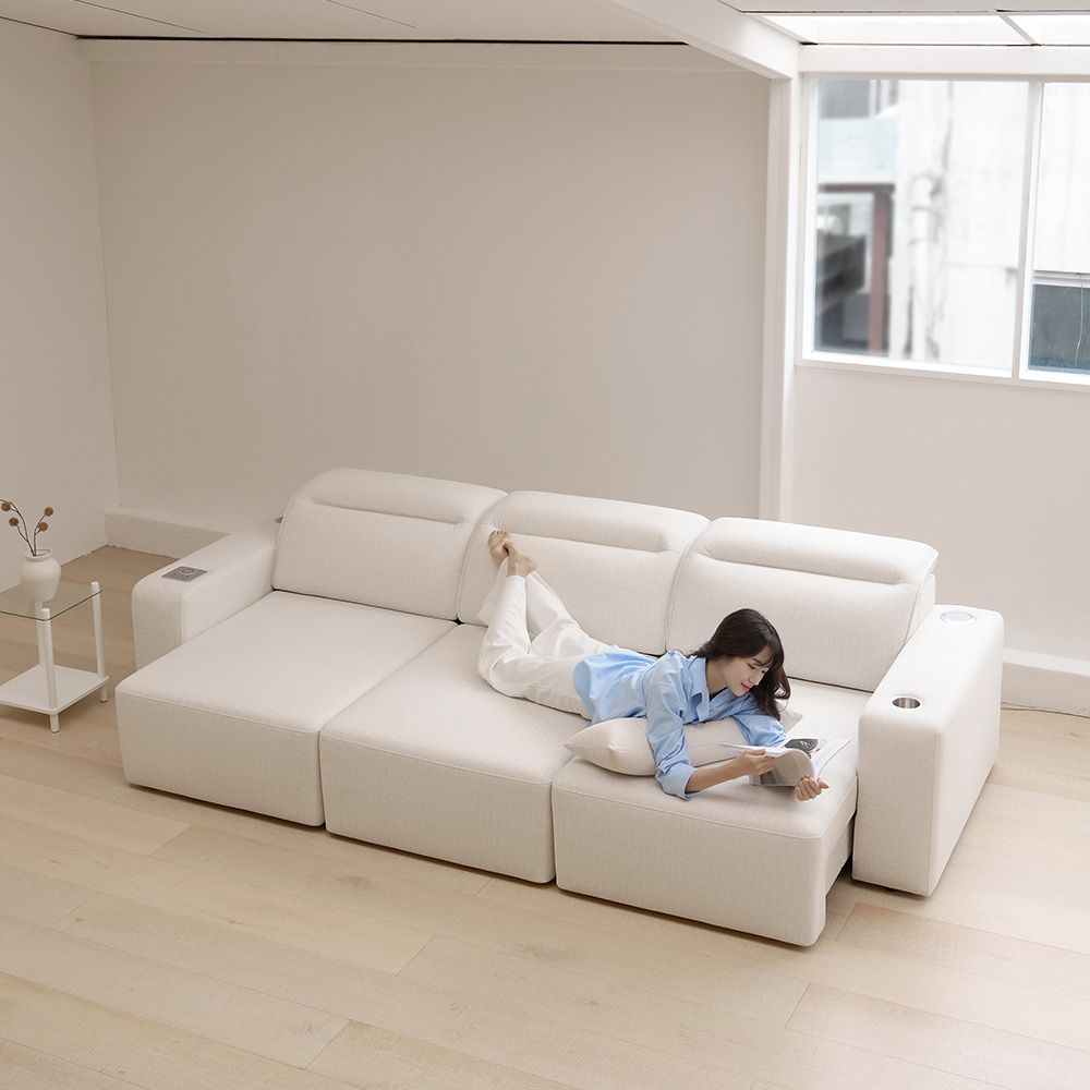 [신상품] 제이픽스 파라디 이지클린 슬라이드 패브릭 무빙 슬라이딩 리클라이너 4인 소파