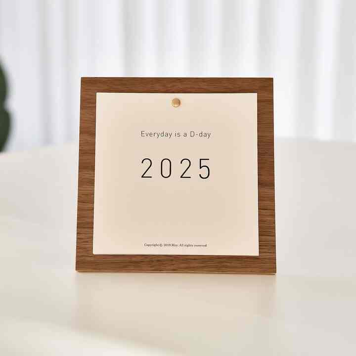 2025年 ウッド 卓上カレンダー＆シール＆1年カレンダー 3種セット［2色］