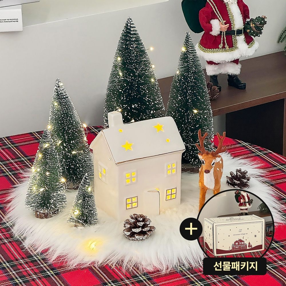 크리스마스 마을 세트 크리스마스 장식 소품 겨울숲 오브제 미니트리 장식 인테리어 소품