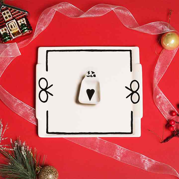 Ribbon & Heart Cheese Plate Set