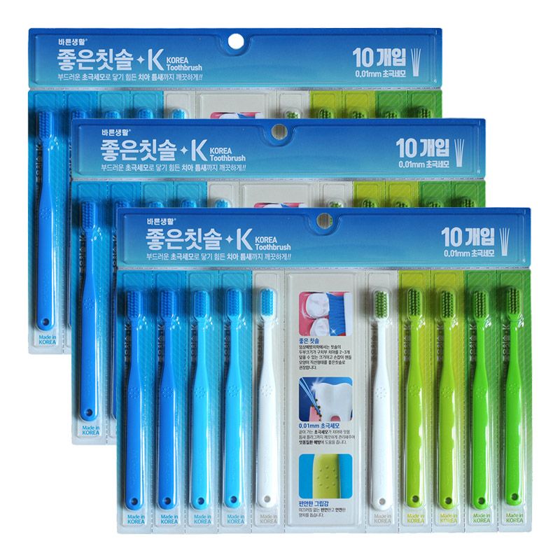 바른생활 국내제조 좋은칫솔 K 초극세모 30입