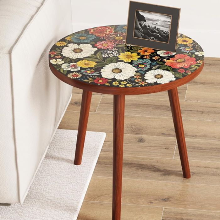 [오늘출발] [신상품] 윈프라이스 레트로 꽃무늬 플라워 협탁 사이드 테이블