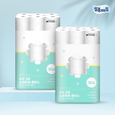 잘풀리는집 순수3겹 화장지 25m 30롤2팩 (15,912원/무료)