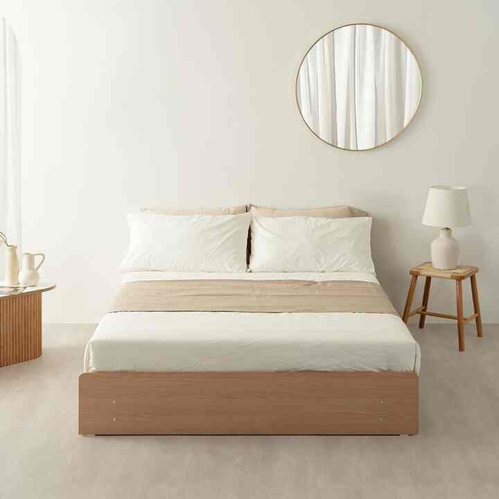 RUAN 3段 無ヘッド 収納付きベッドフレーム［3色・2サイズ］