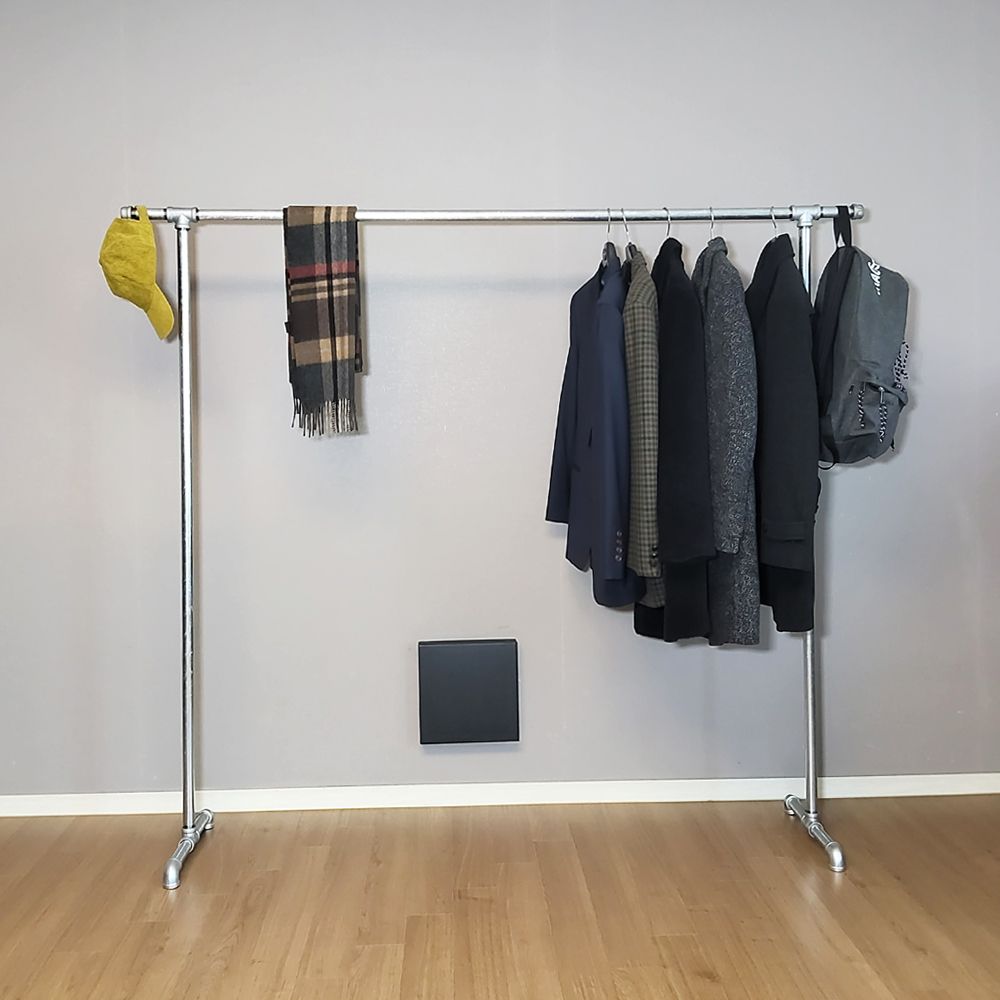 [신상품] 이믹스 두꺼운27.2mm 철재 파이프행거 1단 양뿔 20A 롱코트 스탠드옷걸이 백관 매장용 이동식