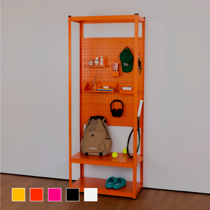 HAPPY MORNING SPACE 有孔ボード付きスチールラック80cm［5色］