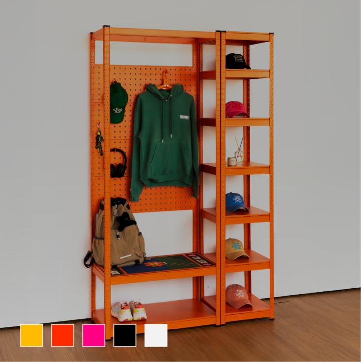 有孔ボード付きスチールラック SET 1［5色］