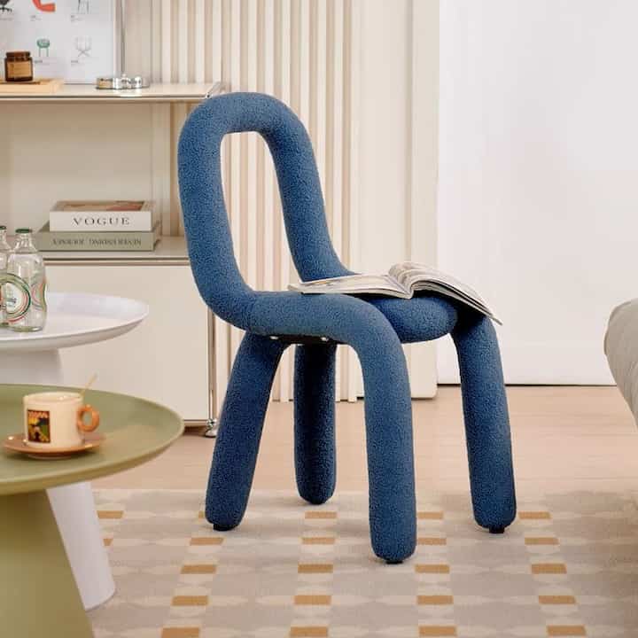 Curved Bouclé Loop Chair