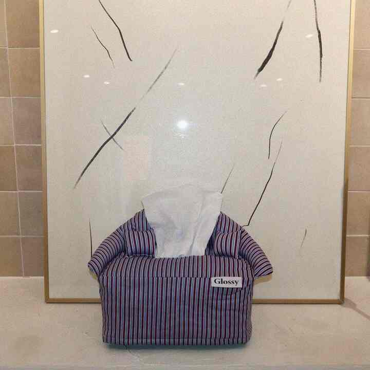 Stripe ソファ型 ティッシュケース ブルー