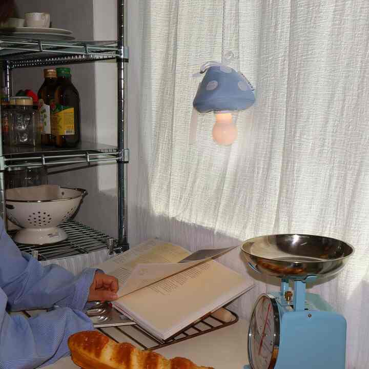 Mushroom 紐付き ペンダントライト ブルー