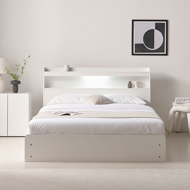 밀키웨이 베서니 LED 수납침대 Q 크림화이트 