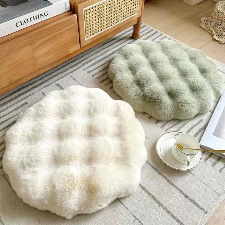 SOFE BUBBLE フェイクファー ラウンドクッション［3色］