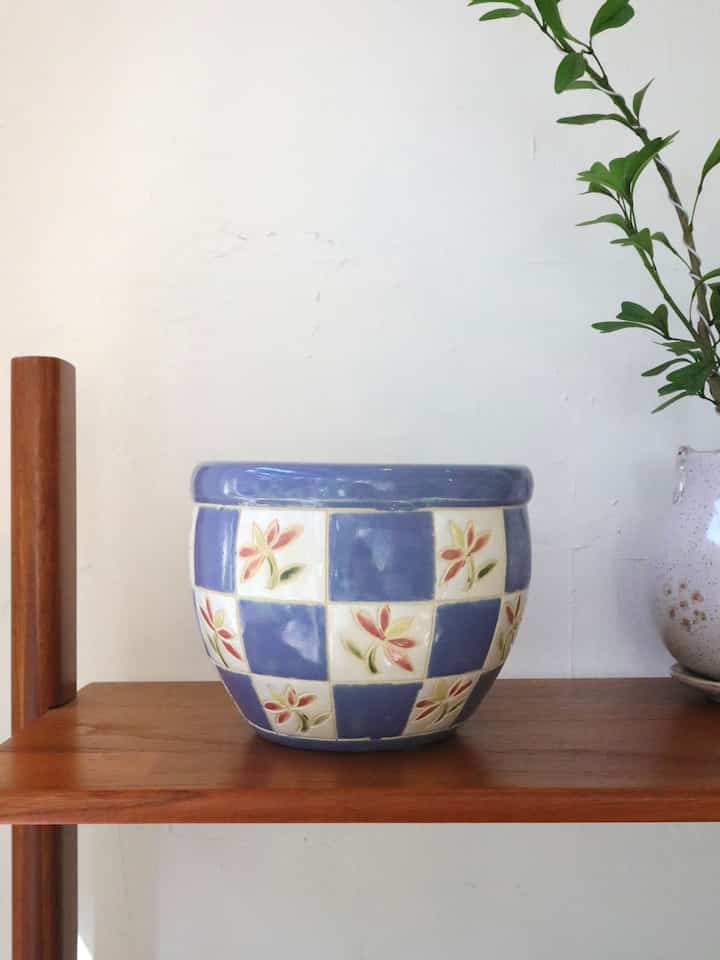 Check flower vintage pot［4サイズ］
