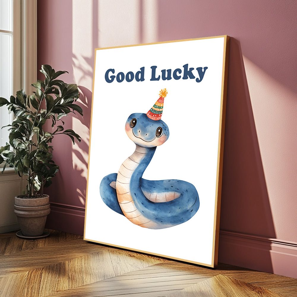 [오늘출발][신상품]신원액자랜드 럭키 뱀그림 알루미늄액자 2025 새해 을사년 푸른뱀 뱀띠 포스터 일러스트 아기 출산 선물