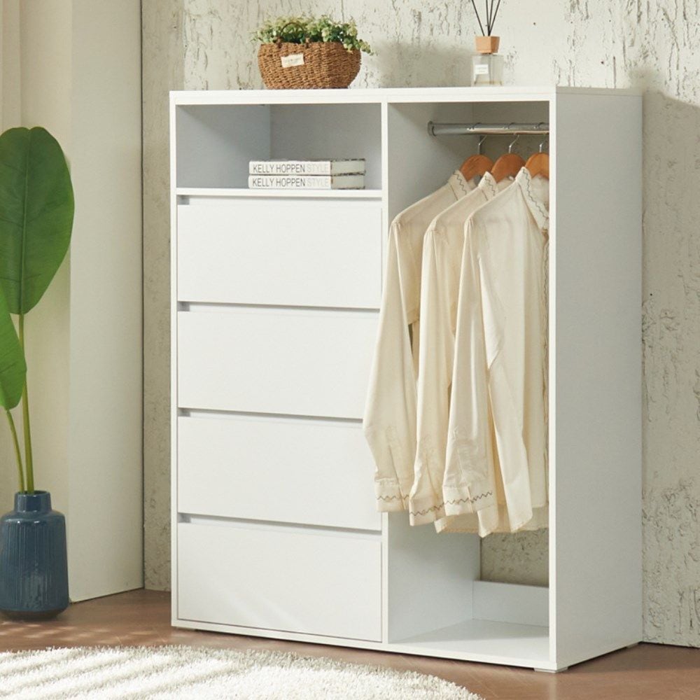 [신상품]깔꾸미라이프 HZ660 국내제작 오픈 도어형 콤비 수납 옷장 원룸 옷정리 행거수납장 장롱