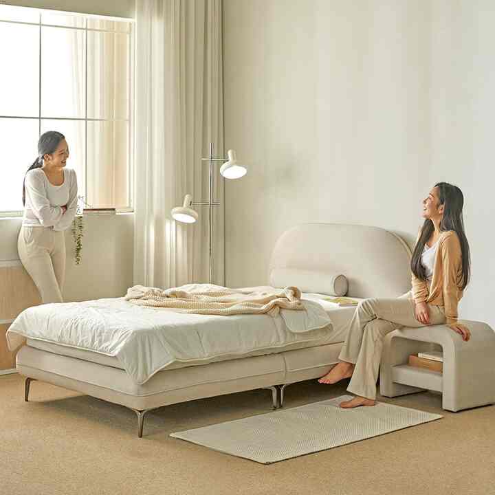 Souffle アクアテックス ファブリック ベッドフレーム［2色・2種・3サイズ］