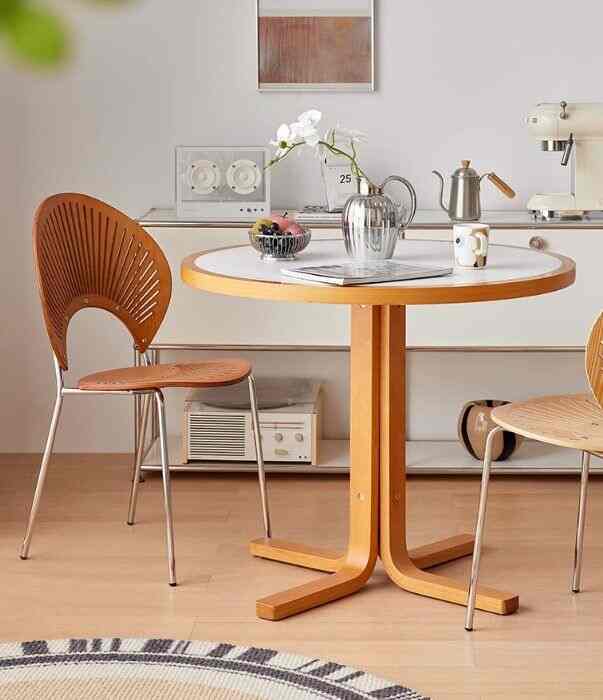 ノーディック ウッド 円形テーブル ホワイト［2色・2サイズ］