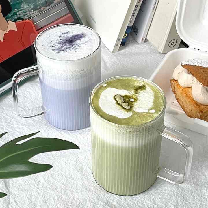 Selena Ribbed Glass Mug Set of 2 (14 oz)