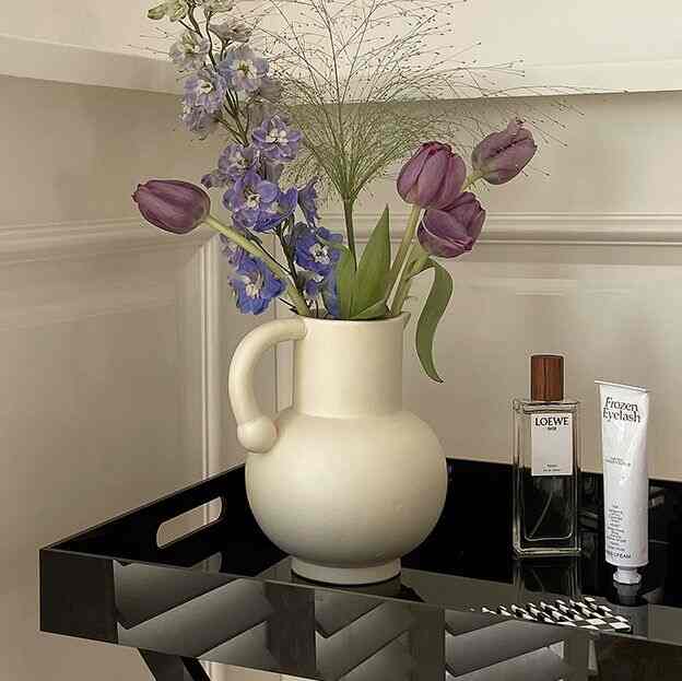 セラミック フレンチ ジャグ オブジェ 花瓶 アイボリー