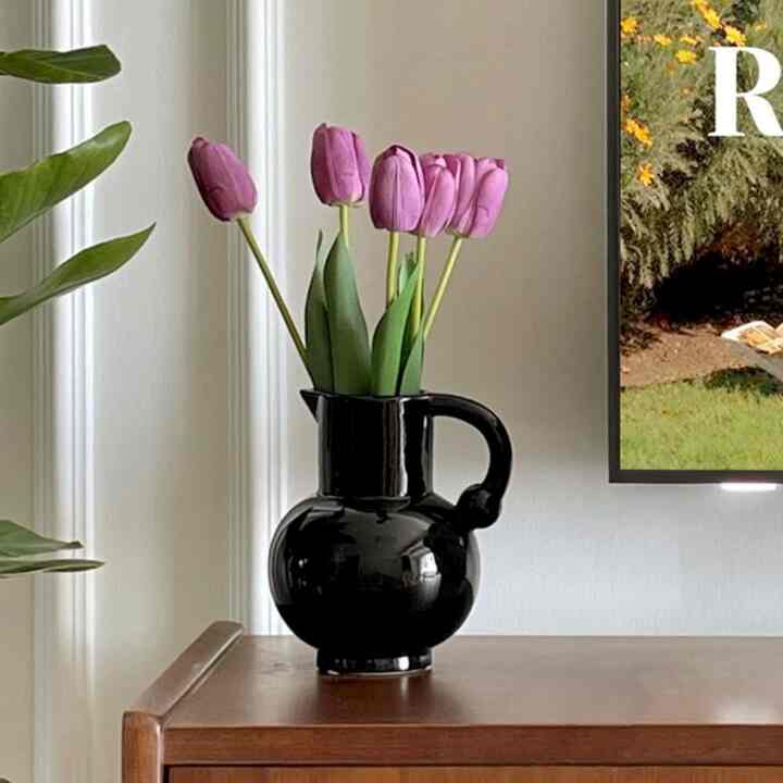 セラミック フレンチ ジャグ オブジェ 花瓶 ブラック