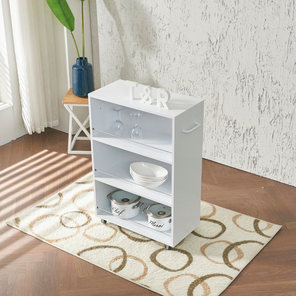 [신상품]채린가구 꼬모 좁은 틈새 냉장고 싱크대 옆 키 작은 선반장 팬트리 슬라이딩 수납장 폭200/300